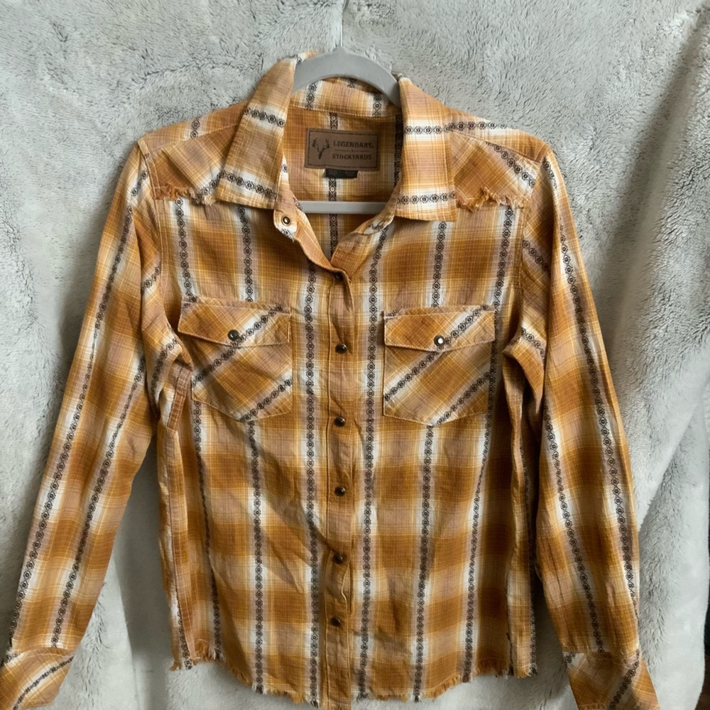 Legendary Stockyards Women's Yellow Plaid Western Shirt